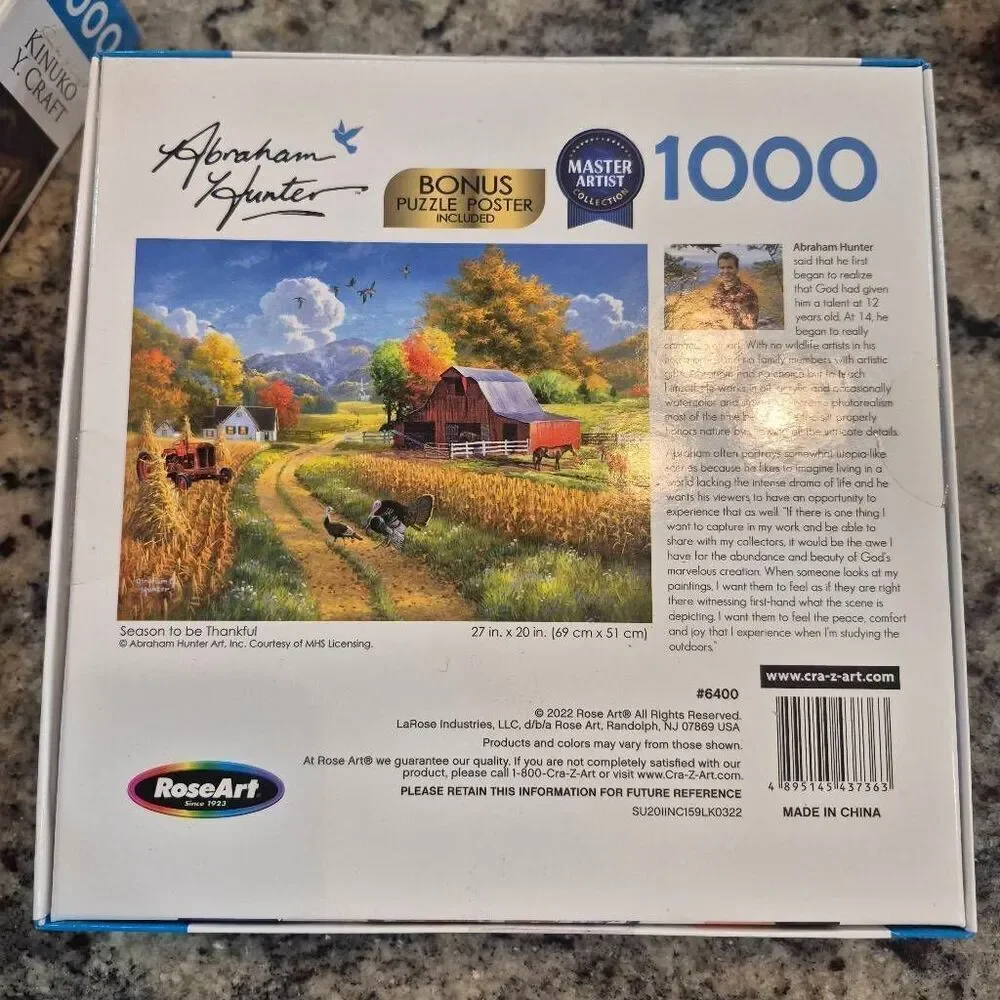 Rose Art Master Artist Collection Abraham Hunter Season to be Thankful 1000 pc J